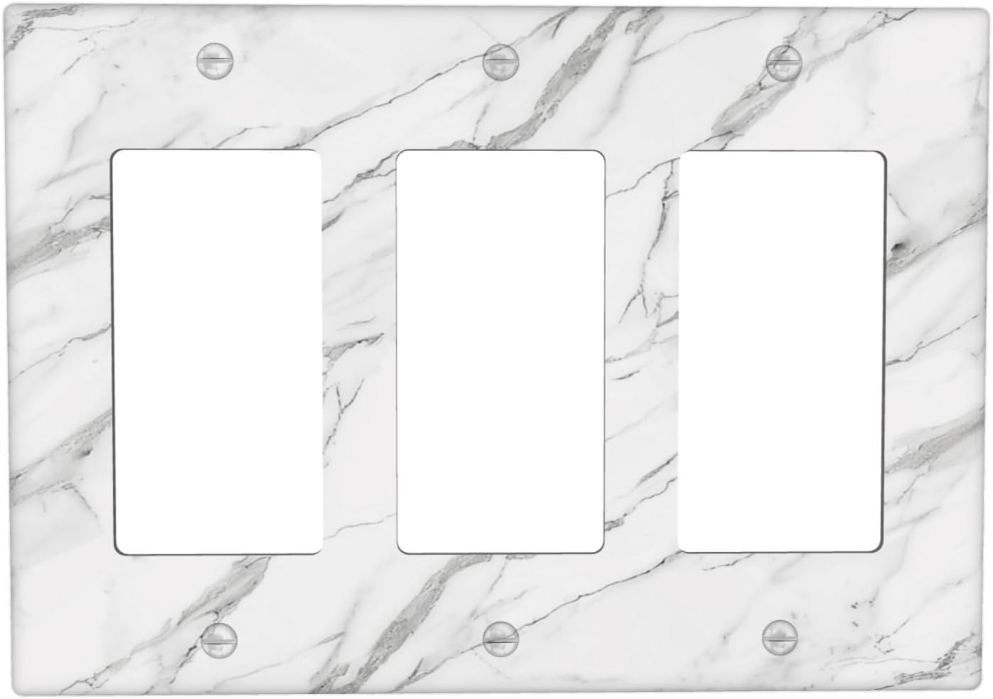 Decorative Outlet Covers Modern Grey Marble Texture 3 Gang Light Switch Cover Plate Triple Rocker Wall Plates for Electrical Outlets Switch Plate Covers for Bedroom Kitchen Home Decor