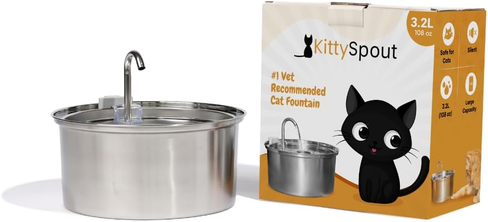 Cat Water Fountain Filters for 108oz/3.2L… (4 Month Supply: 8 Filters & 8 Sponges), White, SSF246
