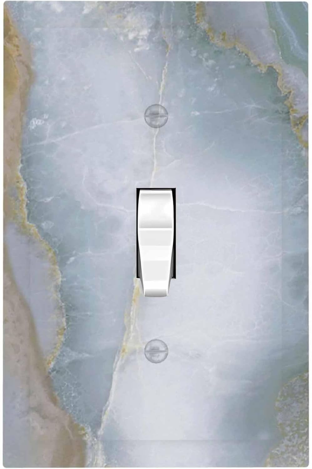 Decorative Light Switch Cover Colored Art Marble Golden Line 1 Gang Single Toggle Device Electrical Faceplate Switchplates Decorator Outlet Wall Plate For Bathroom Kitchen Decor