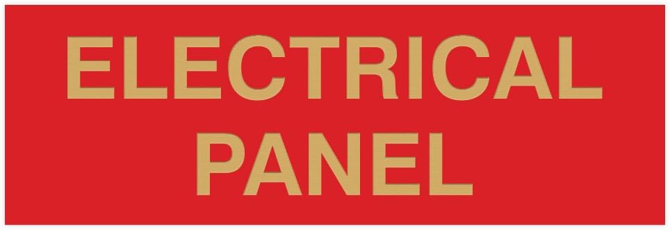 All Quality Basic Electrical Panel Sign - Fire Regulation Safety Compliance Sign - Red/Gold - Medium (1 Pack)