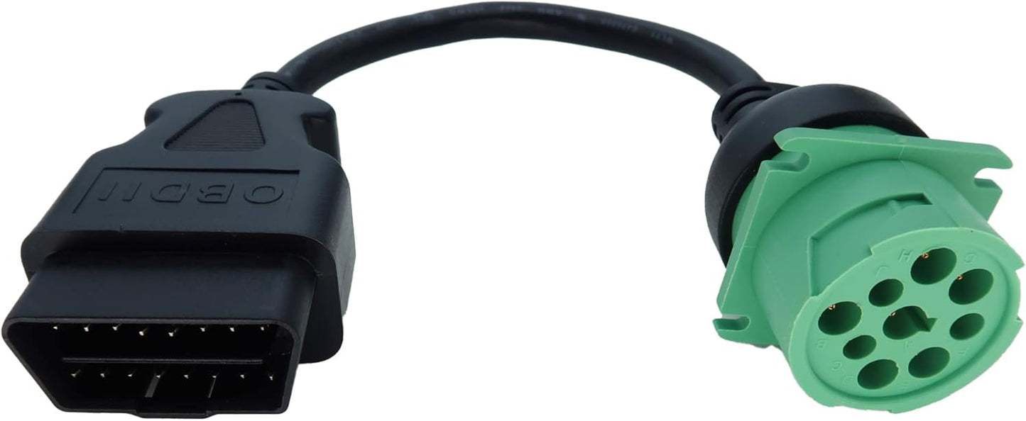OBD2 Male to 9pin J1939 Female Adapter Cable OBDII to Green J1939
