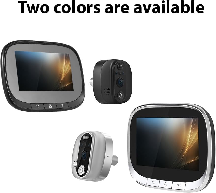 Smart Video Doorbell Camera, WiFi Door Peephole Camera with 4.3in Display Monitor, Tuya APP Wireless Digital Door Viewer, Integrated Doorbell and Night Vision, Rechargeable 3500Ah Battery