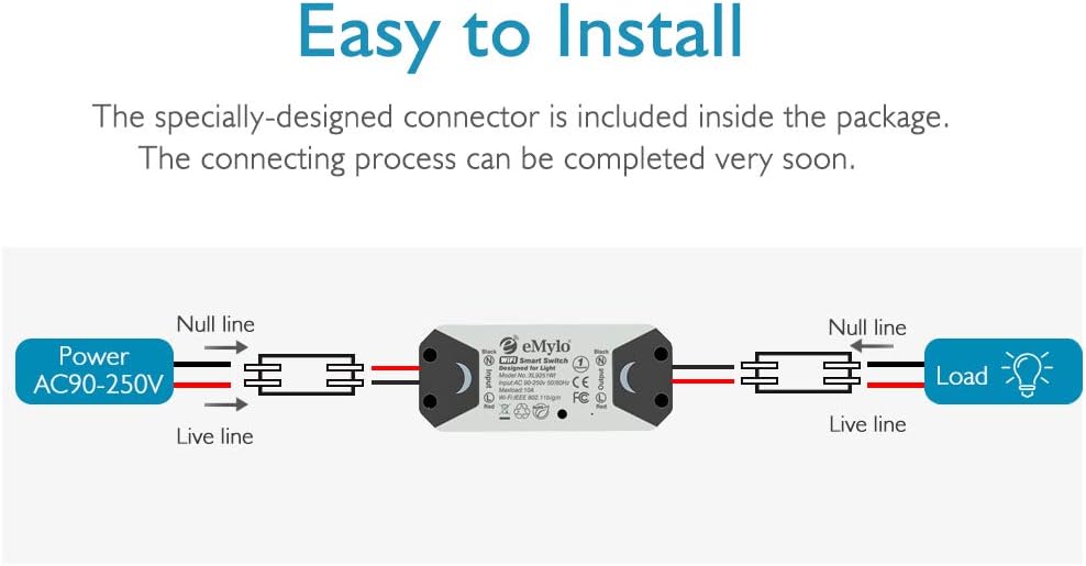 WiFi Smart Switch eMylo Wireless Relay Light Switch Tuya Remote Control Module Home Automation Timer Switch Compatible with Alexa Echo Google Home iPhone Android App 1 Pack
