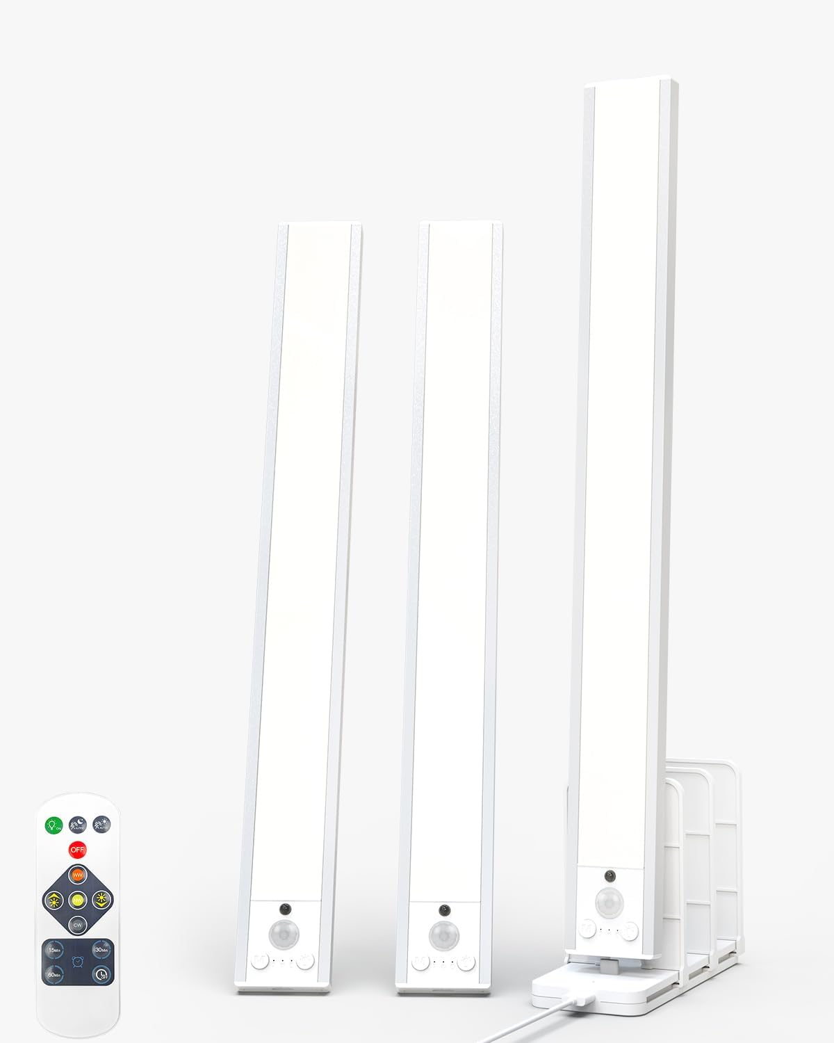 Under Cabinet Lighting Wireless with Remote, Rechargeable Under Cabinet Lights with Charging Station, 14 Inch Motion Sensor Light Indoor, 3 Color Temps & Dimmable for Kitchen, Closet, Hallway, 3-Pack