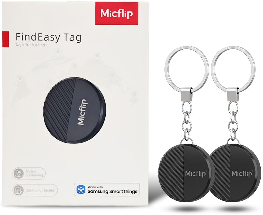 SmartTags for Samsung - Bluetooth Tracker Works with Samsung SmartThings, Item Locator for Keys, Wallet, Luggage, Pets, IP65 Water-Resistant, CR2032 Replaceable Battery, 2PCS (NOT for iOS or Huawei)