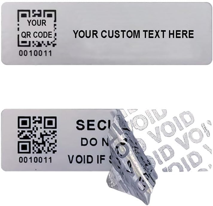 Customized Printed Tamper Evident Proof Serial Number QR Code Labels Sequential Bar Code Stickers Consecutive Security Warranty Void Label-Sealing for Package