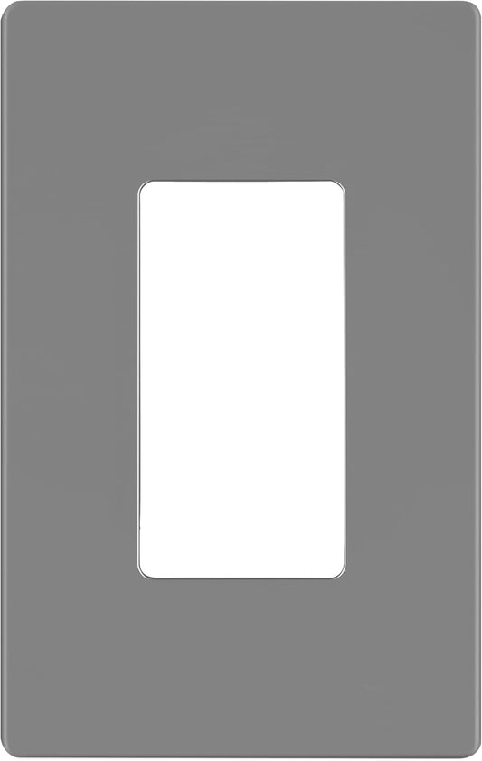 LIDER Matte Finish Decorator Switch Cover, Screwless Wall Plate, Mid-Size 1-Gang 4.88" x 3.11", Unbreakable Polycarbonate Thermoplastic, UL Listed, LSWP-31M-GY, Gray