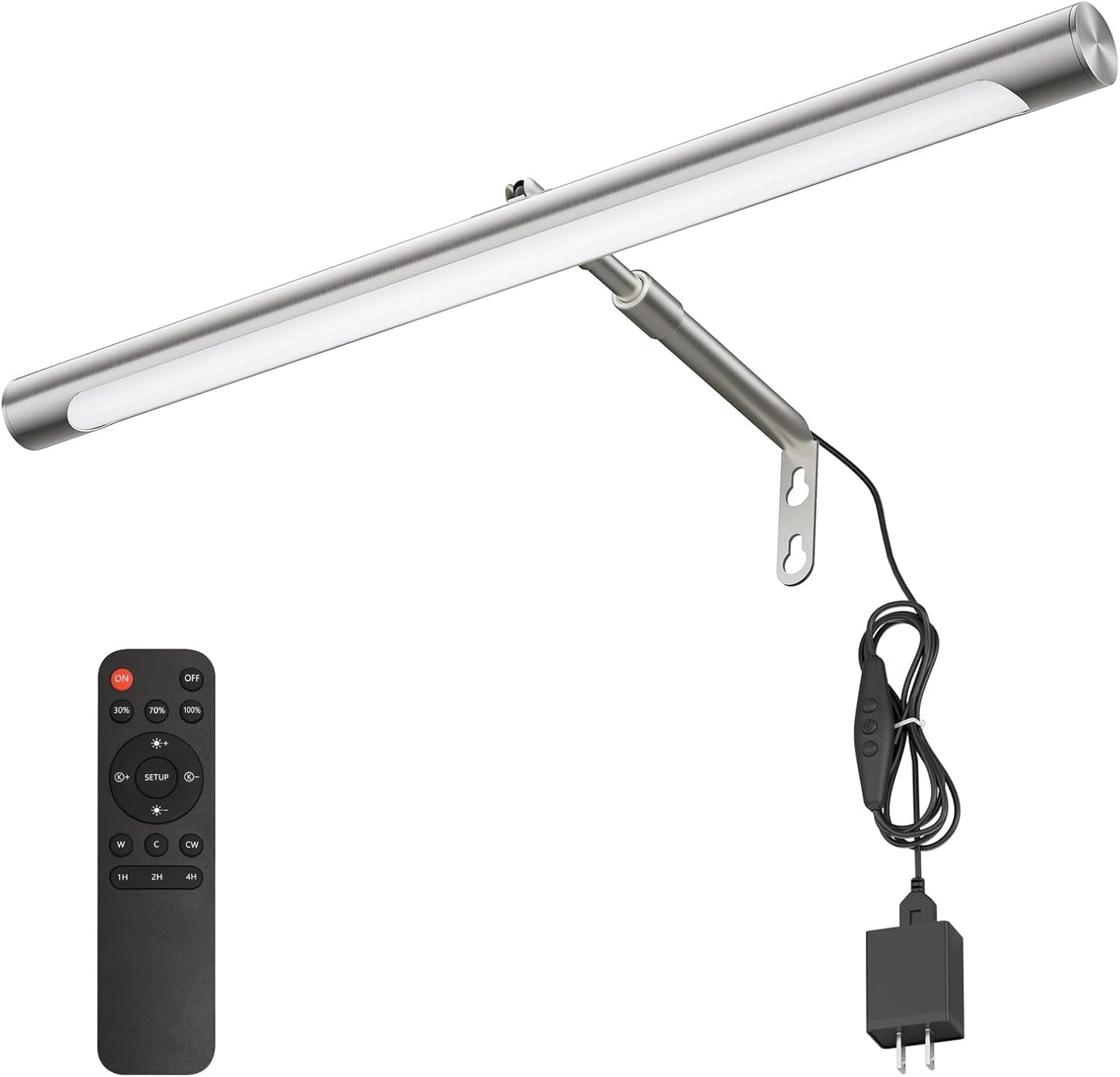 Picture Lights for Paintings Plug in, 16" Adjustable LED Picture Light Art Light with Timer, Remote Control Gallery Painting Wall Light for Picture Display Frame Dartboard Art Work (Nickel)