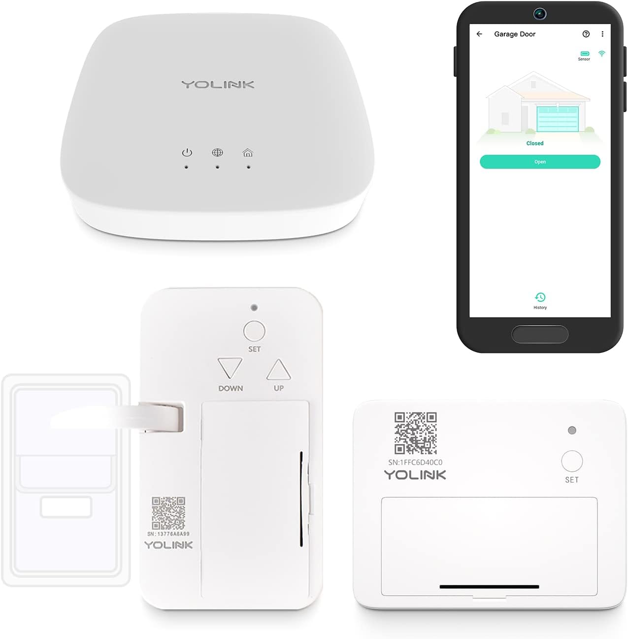 YoLink Smart Garage Door Solution Kit - Convert Any Garage Door to Smart in Seconds! Battery-Powered, No-Wires, No-Tools Super-Easy Installation. Compatible with Alexa & IFTTT