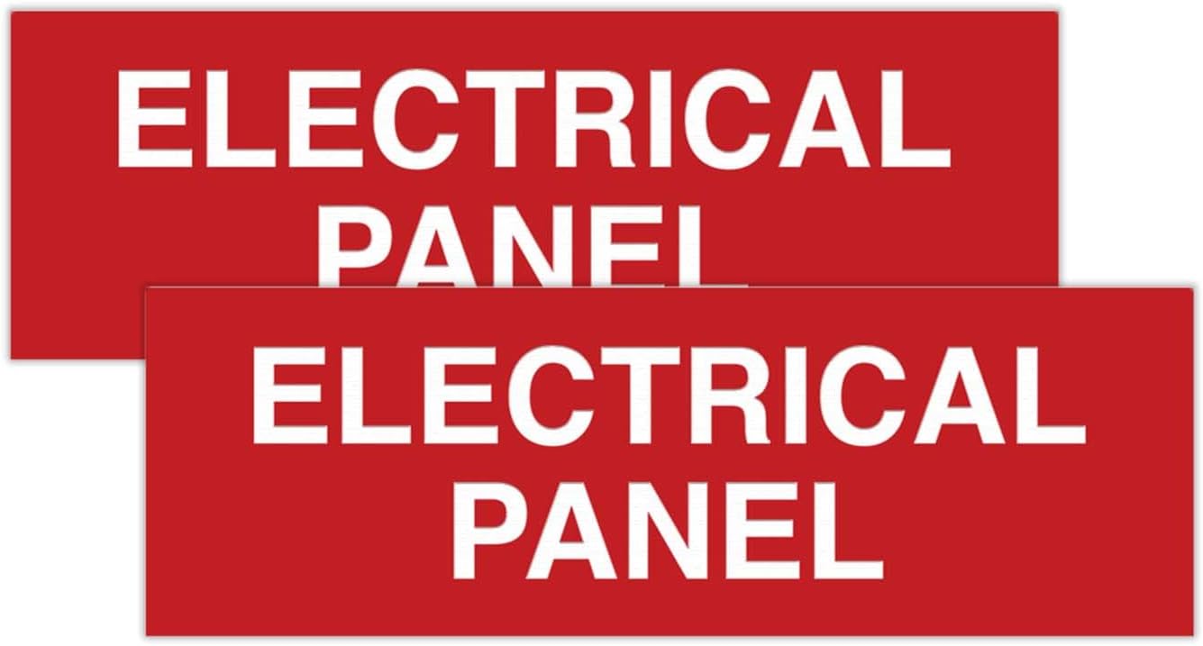 All Quality Basic Electrical Panel Sign - Fire Regulation Safety Compliance Sign -Red - Large (2 Pack)