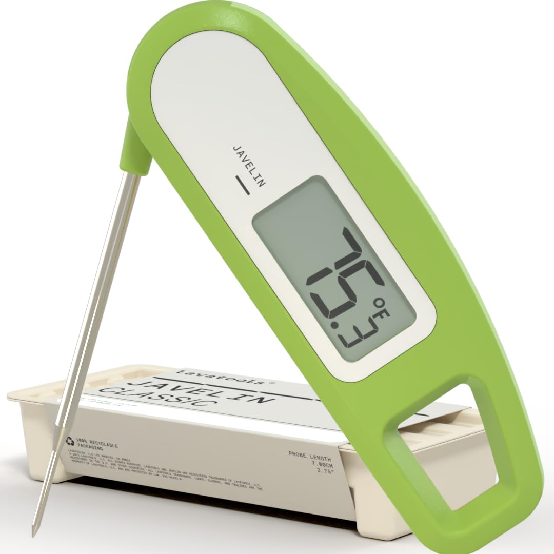 Lavatools Javelin® Ultra-Fast 3-Second Digital Instant Read Meat Thermometer for Grill and Cooking, 2.75" Probe, Compact Foldable Design, Large Display, IP65 Water Resistant, NSF Certified – Wasabi