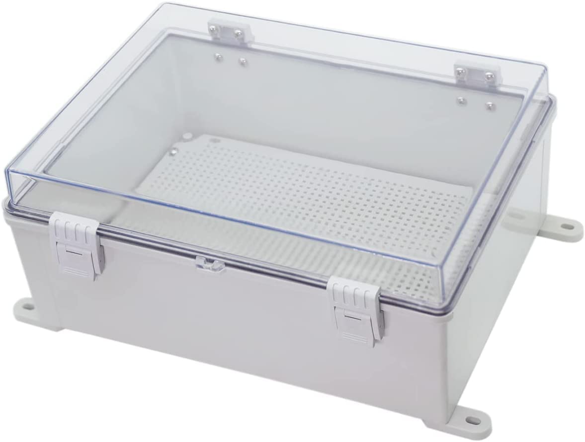 Co. ABS Waterproof IP67 15.75" x 19.68" x 7.87" Clear Cover Hinged Electronics Box with Mounting Plate, Bracket