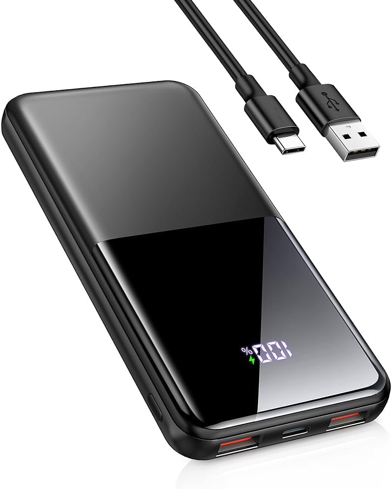 Portable Charger Power Bank, 10000mAh Mini Portable Battery Fast Charging Battery Pack Travel Essentials, PD 3.0 QC 4.0 External Phone Powerbank for iPhone Android Samsung and USB/USB-C Devices