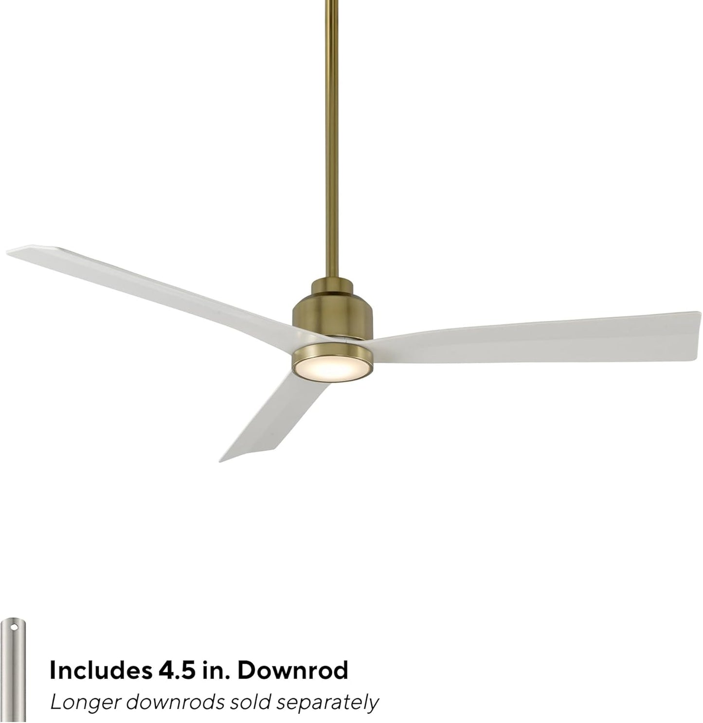 WAC Lighting F-003L-SB/MW Clean 52" Outdoor Ceiling Fan with LED Lights & Remote, Satin Brass/Matte Black