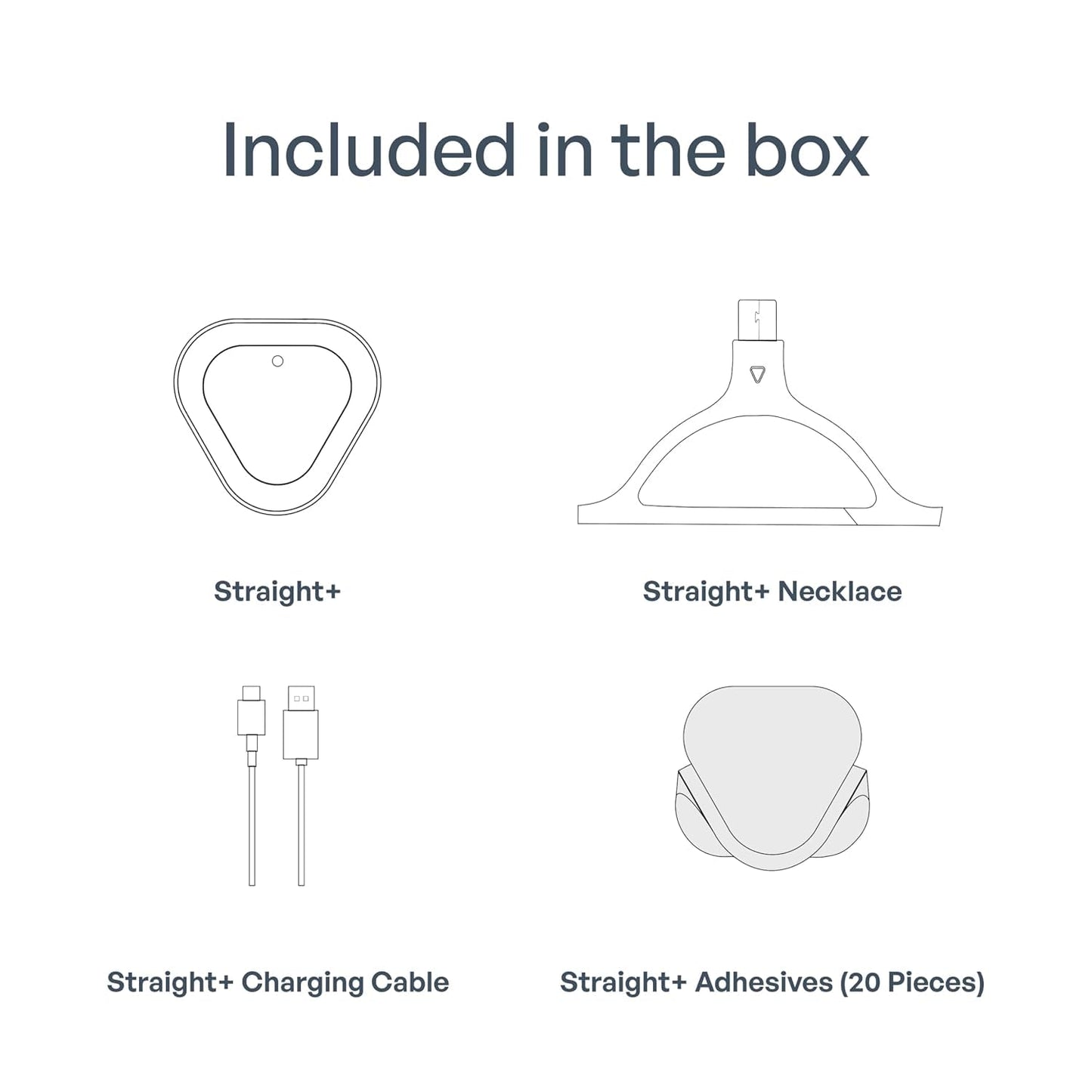Straight Plus AI Powered Posture Corrector Trainer Device (Necklace Included) - Back Brace Smart Straightener Office Work Support - Back Postur Corrector Device - Posture Corrector for Women & Men
