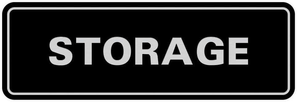 Standard STORAGE Door/Wall Sign - Black/Silver - Medium (1 Pack)