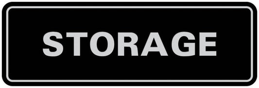 Standard STORAGE Door/Wall Sign - Black/Silver - Small (1 Pack)