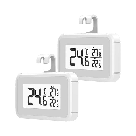 Elitech 2Pack Fridge Thermometer Digital Freeze Refrigerator Thermometer Waterproof Large LCD Display Max/Min Record Function TM-2T