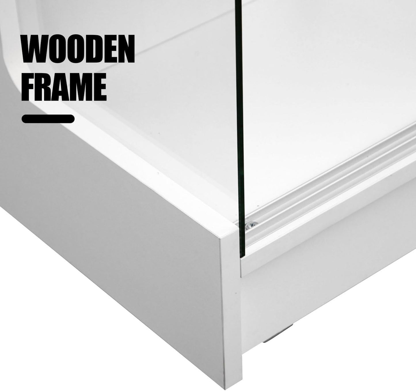 48" W x 22" D x 42" H - Retail Sales Counter with Adjustable Glass Shelves, Tempered Glass，White Laminated Particle Board, Locking Drawers