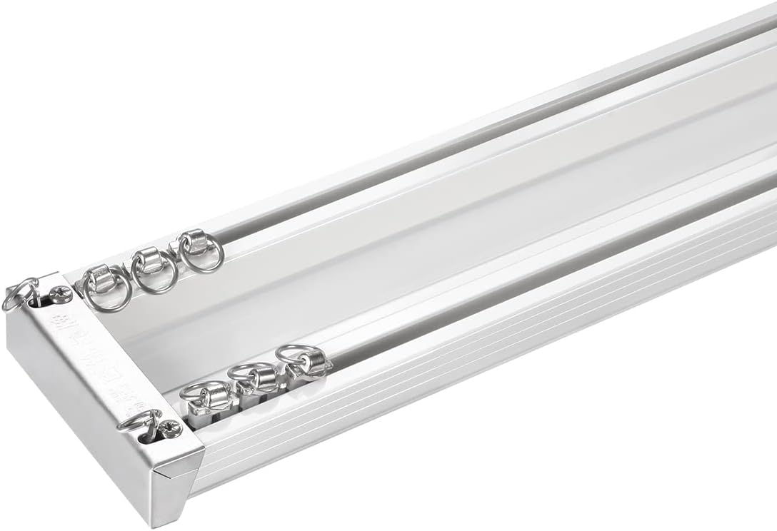 ZSHINE Heavy-Duty Curtain Conjoined Double Track rails Ceiling Mounting for Living Room Bedroom Room Divider (White 6.6ft)