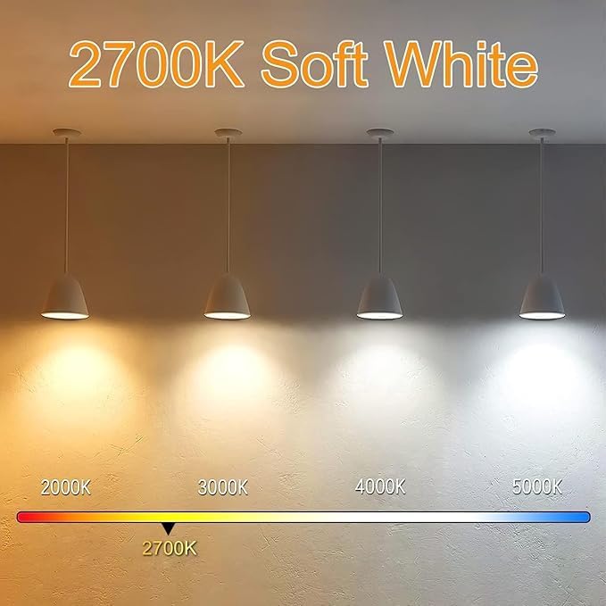 3.2 Inch E26 LED Bulb 60 Watt Equivalent, 2700K Soft White Edison Bulbs Dimmable, AC 120V 600LM T10/T9 Clear Glass Filament Light Bulbs UL for Pendant Wall Light Desk lamp-4 Pack