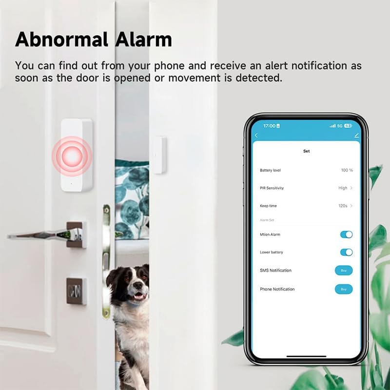 WiFi Door Window Sensor,Smart Door Open/Closed Detector with App Alert,Wireless Entry Detector Sensor Alarm for Home Security&Automation (1Pack)