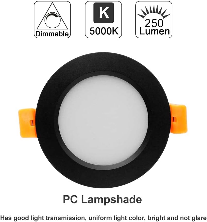 YGS-Tech 2 Inch LED Recessed Lighting, Dimmable Downlight 3W(35W Halogen Equivalent), CRI80, 5000K Daylight White Ceiling Light with LED Driver (1 Pack)
