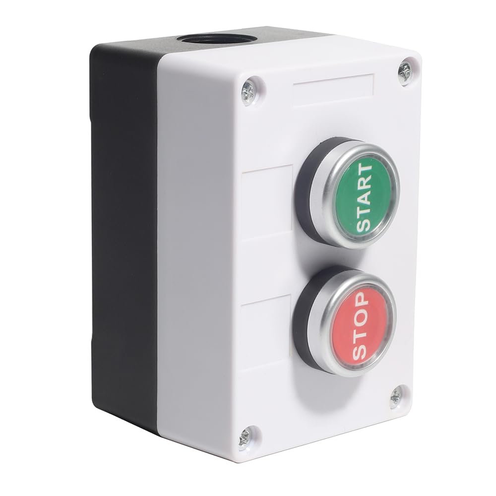 Rain Proof Up-Down Switch Control Station, Momentary Push Button Station Red Green Sign Pushbutton Switches Station AC 660V 10A -Start/Stop-Box Crane Pendant Hoist Push Button Switch