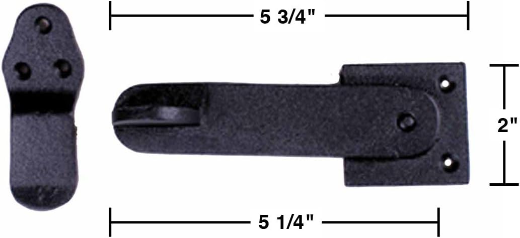 Renovators Supply Manufacturing Door Latch 5 3/4 in. Black Wrought Iron Gate Latch/Barn Door Latch Lock with Mounting Hardware