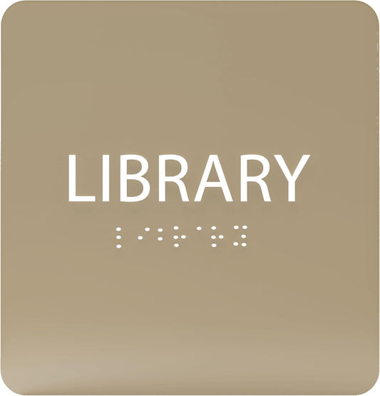 6" X6" Library Sign - ADA Compliant Tactile Graphics Grade 2 Braille Text Acrylic Wall Sign - Quiet zone, Information Convey, Group Study Room Door Signs for Office, School, Home