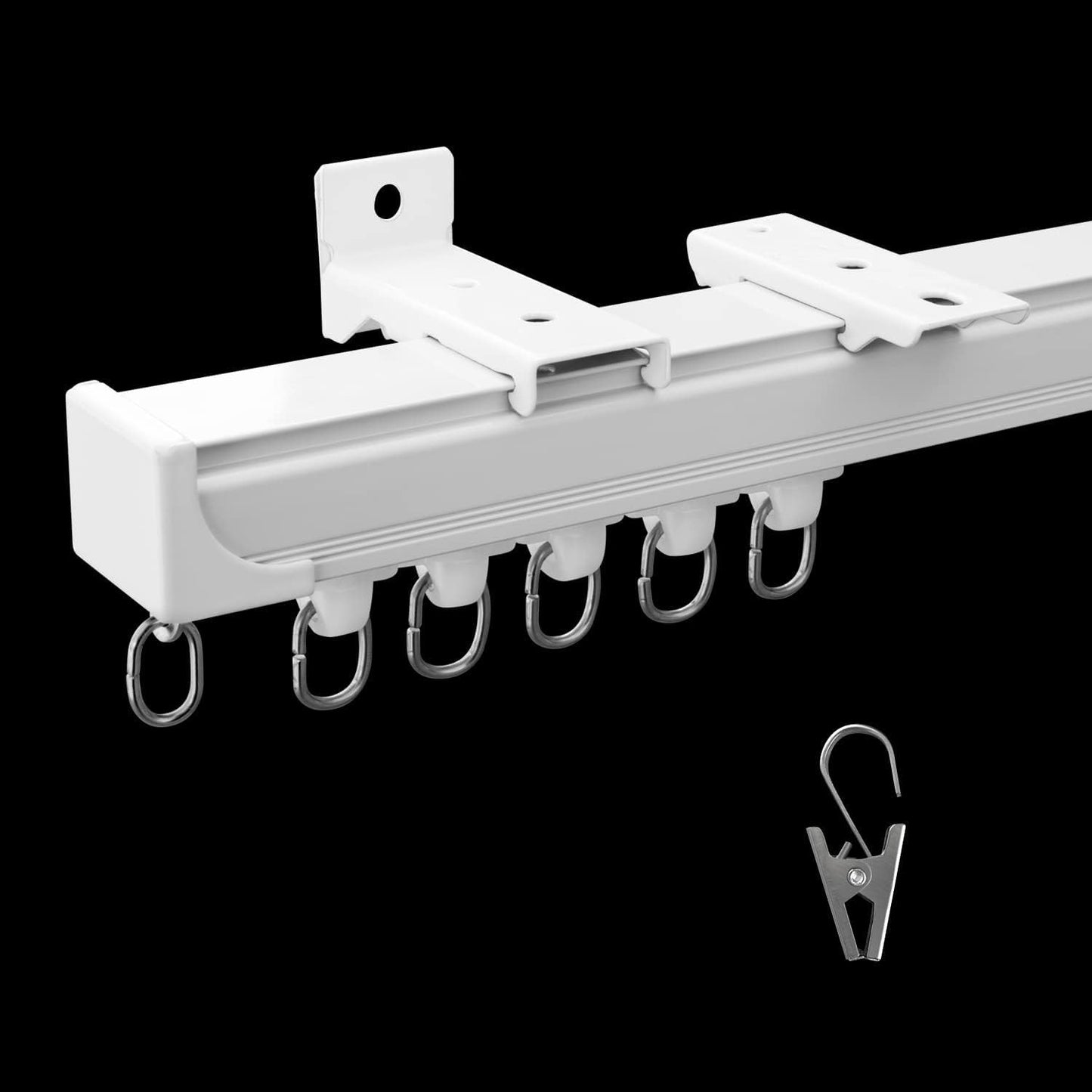 Ceiling Curtain Track - Heavy-Duty Curtains Rails Room Divider Shower RV Tracks Sliding Curtain Rods With Clips, White 15ft