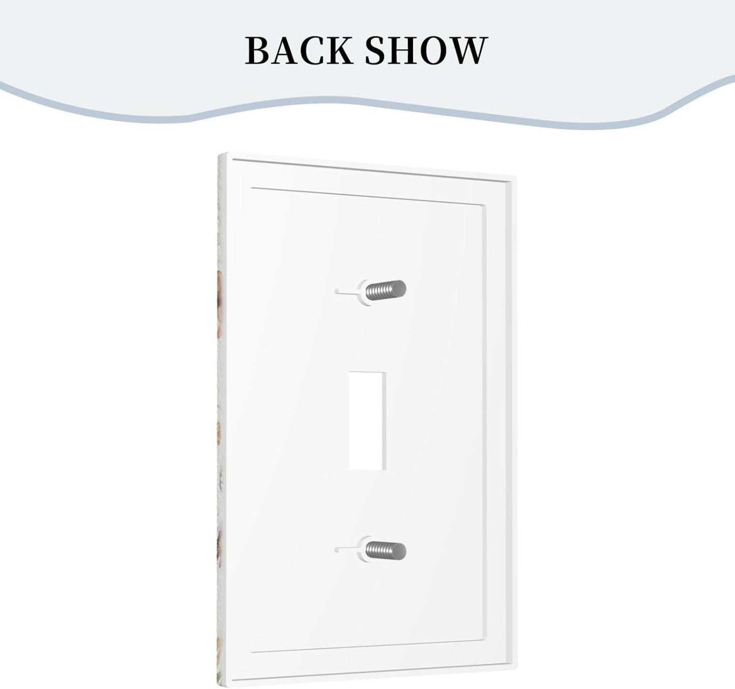 Decorative Light Switch Cover Boho White Background Butterfly Rustic Flower Single Toggle Personalized Wall Plate Switchplate 1 Gang Switchcover Decora Light Switch Plate for Home Decor