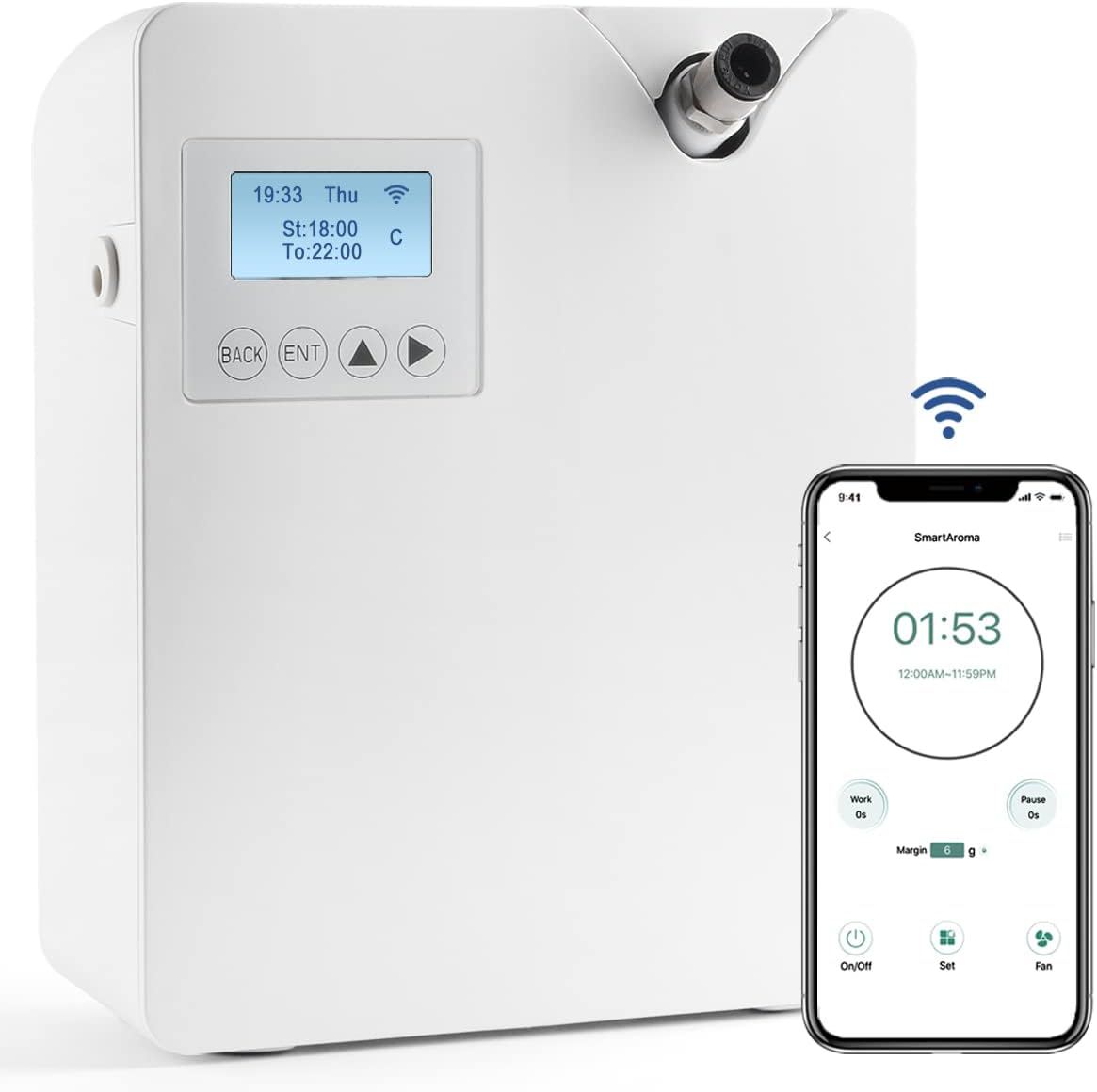 Scent Air Machine for Home, Smart Professional Waterless Aromatherapy Essential Oil Diffuser 300ml, HVAC Diffuser for Essential Oils for Large Room, Office, Spa, Business, White