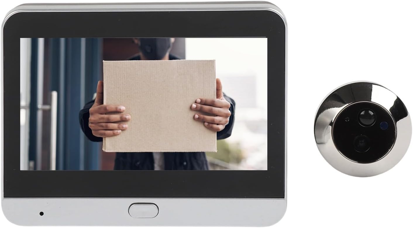 Smart -Video Doorbell Camera,Digital Door Peephole Camera with 4.3 Inch Color LCD,1080P Wide Angle Lens,PIR Motion Sensor,Wireless 2.4G Connectivity,-Night Vision,Rechargeable 5000mAh Battery
