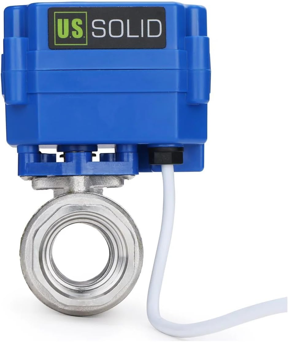 U.S. Solid Motorized Ball Valve- 3/4" Stainless Steel Ball Valve with Full Port, 9-24V AC/DC and 2 Wire Auto Return Setup