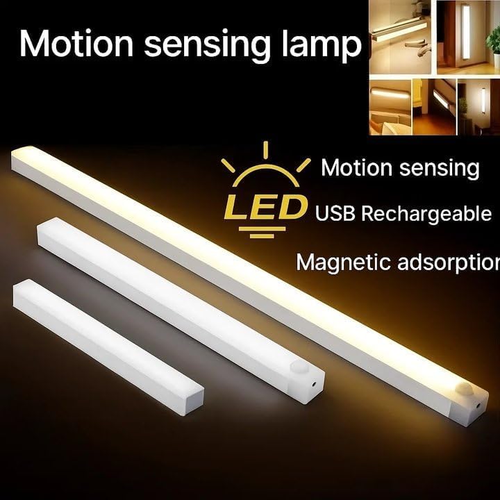 Punch-Free Smart Sensor Magnetic Rechargeable Led Lights, Sensor Magnetic Rechargeable Led Lights, Under Cabinet Lights, for Stairs,Wardrobe,Cabinet (White Light, 10cm/3.9in)