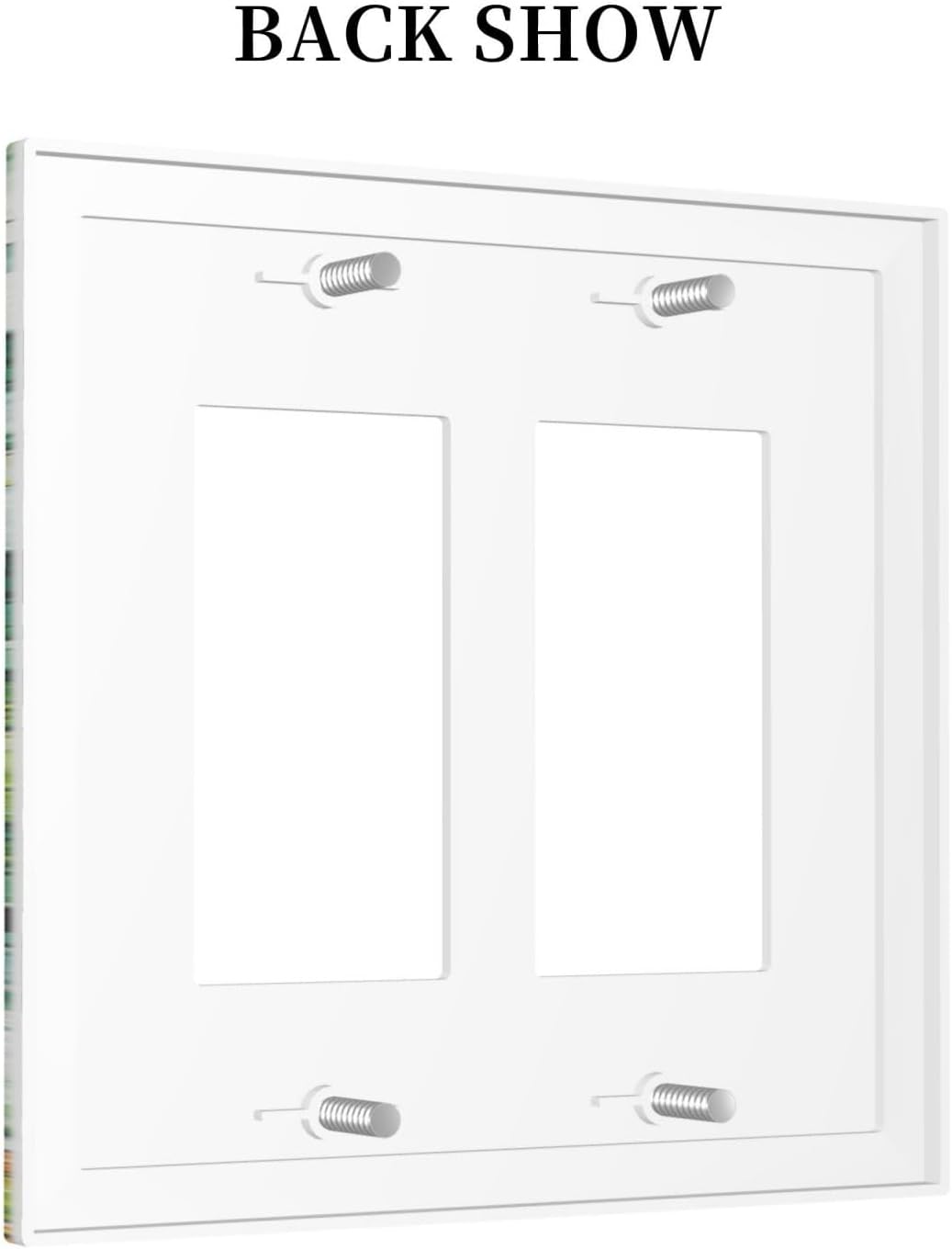 Vintage Floral White Flowers Green Plants Leaves Decorative Outlet Covers 2 Gang Double GFCI Rocker Light Switch Cover Plate Electrical Wall Panels for Bedroom Bathroom Decor