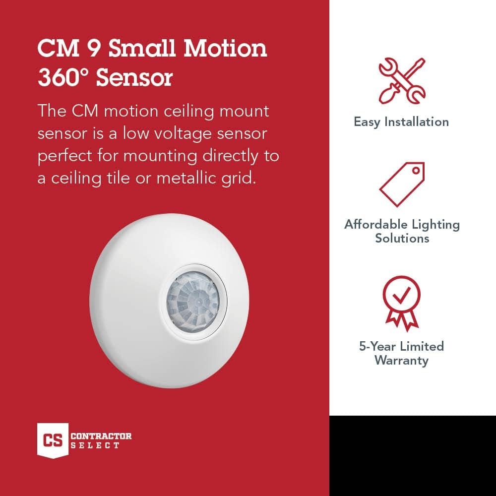 SensorSwitch Ceiling Motion Sensor, PDT Passive Dual Technology Passive Infrared PIR and Microphonics Occupancy Sensor, 360° Small Motion Detection, Indoor Use, Line Voltage, Standard Range