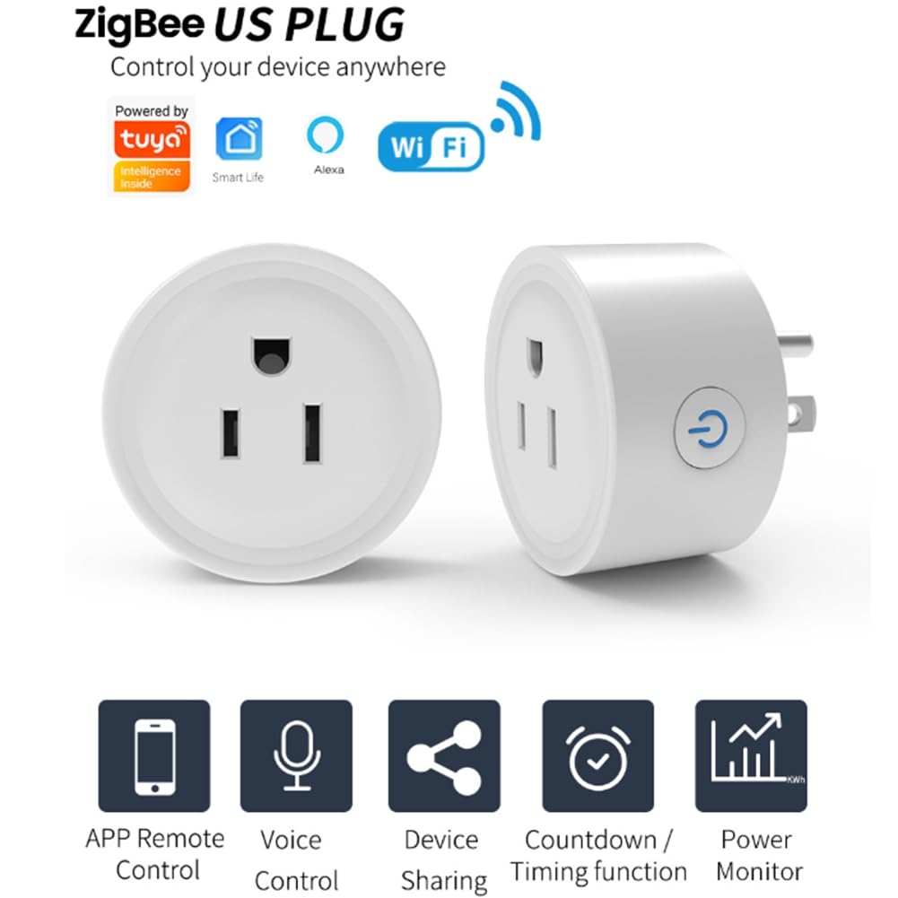 TUYA 20A Smart Plug Zigbee Socket with Power Monitor Timing Function Voice Control Works US Plug