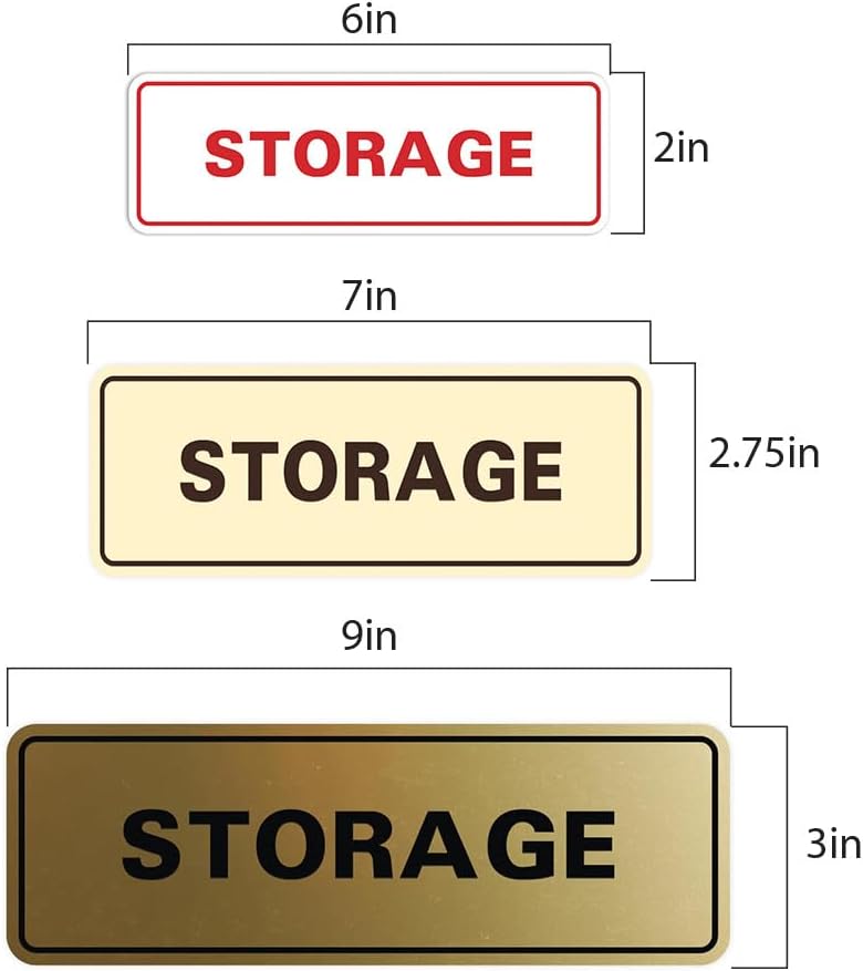Standard STORAGE Door/Wall Sign - Silver - Large (5 Pack)