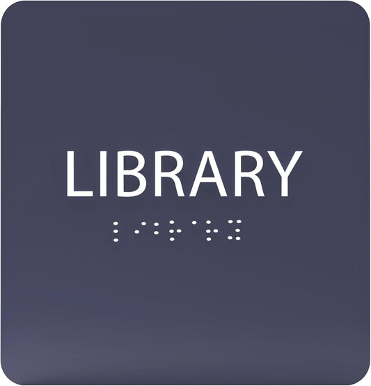 6" X6" Library Sign - ADA Compliant Tactile Graphics Grade 2 Braille Text Acrylic Wall Sign - Quiet zone, Information Convey, Group Study Room Door Signs for Office, School, Home