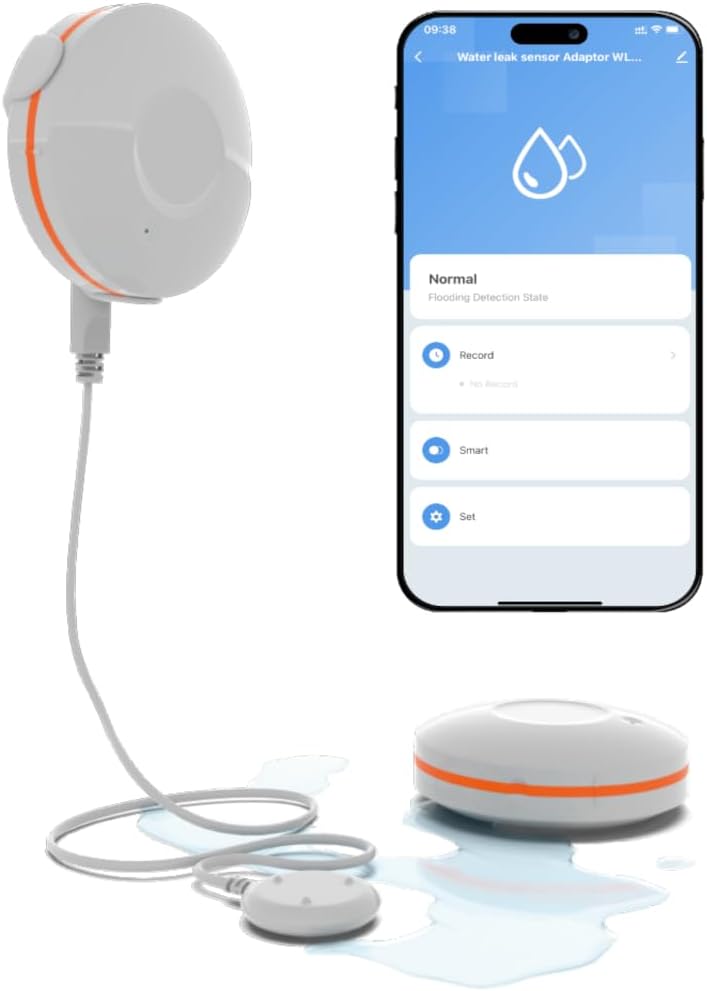 Smart Water Leak Detector (Gateway Not Included) - ZigBee 3.0 Sensor for Tuya & Smart Life, Compatible with Alexa/Google Home via Gateway, WiFi Sound Alarm Flood Sensor for Basement & Home Protection