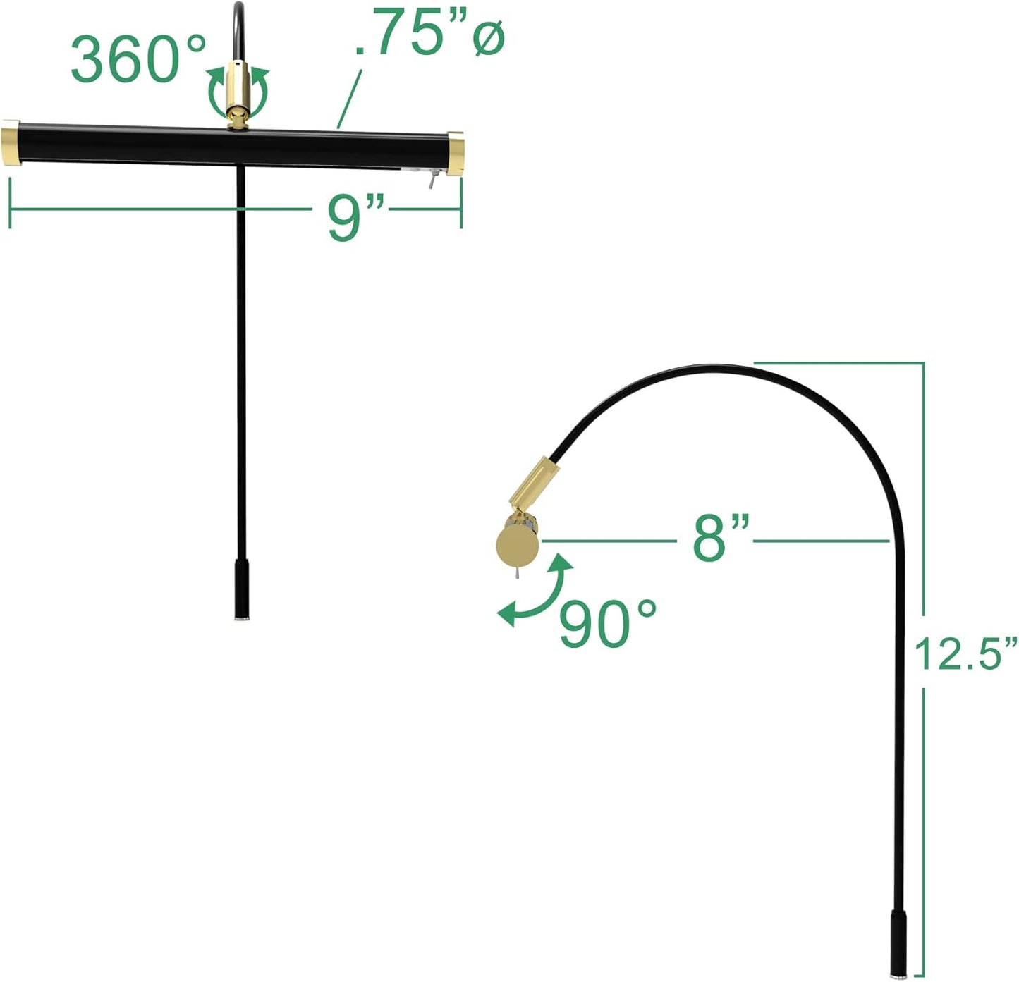 Cocoweb 9 Inch Tru-Slim Copper Picture Light - LED, 2700K, Adjustable Arm, Plug-in, Toggle Switch, Sleek and Compact Design