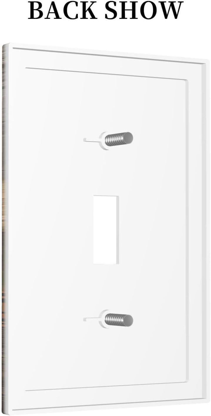 Decorative Light Switch Cover Vintage Wood Grain Sun Forest Mountains 1 Gang Single Toggle Device Electrical Faceplate Switchplates Decorator Outlet Wall Plate for Farmhouse Cabin Decor