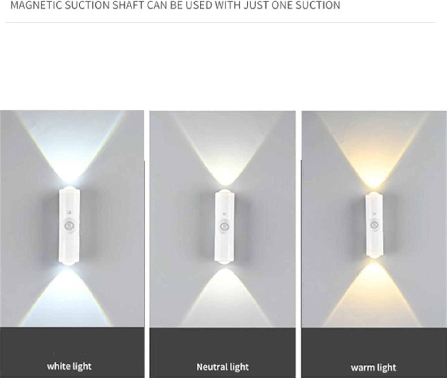 Rechargeable Smart LED Motion Sensor Ambient Light, Punch-Free Smart Sensor Magnetic Rechargeable LED Lights, Color Changing Motion Sensor Light for Stairs, Wardrobe, Cabinet (6, White-3 Colors)
