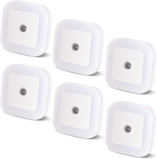 Night Light, 0.5W Daylight White LED Plug-in Night Light with Dusk to Dawn Sensor, Pack of 6 - Designed for Kids Room,Bedroom, Bathroom, Stairs, Kitchen