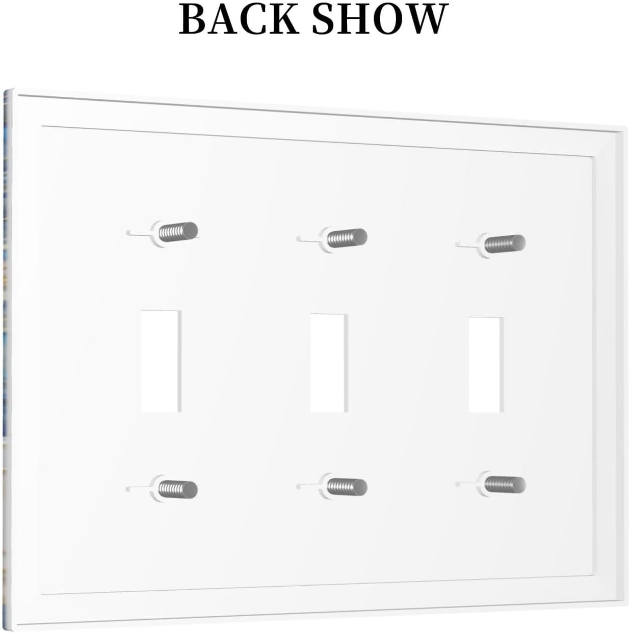 Decorative Light Switch Cover Plate Blue White Flower Gold Line Cloud 3 Gang Wall Plates for Electrical Outlets Triple Toggle Switch Plate Covers Outlet Covers Faceplate for Home Decor