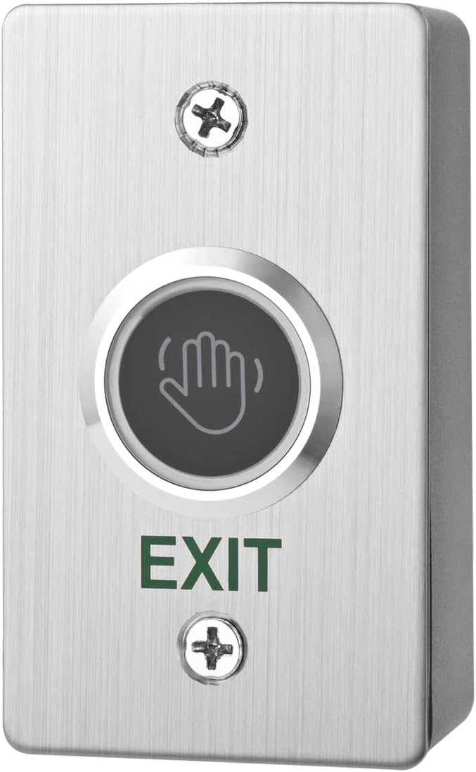 Infrared Sensor Exit Button with Back Box IR Touchless Door Release 304 Stainless Steel IP67 Waterproof with LED Indicator for Access Control Systems