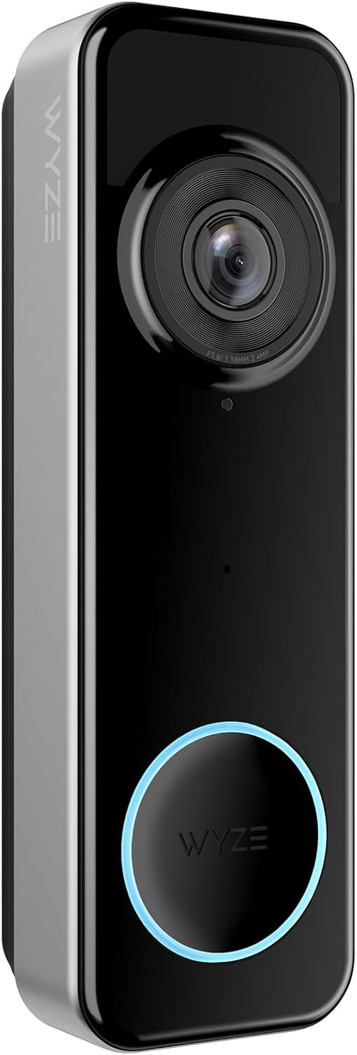 Wyze Battery Video Doorbell Wireless Camera, 1536x1536 HD+ with Color Night Vision, 2-Way Audio, 1:1 Head-to-Toe View, Person/Vehicle/Package Monitor, Wire-Free/Wired Option, 1 Minute Easy Setup