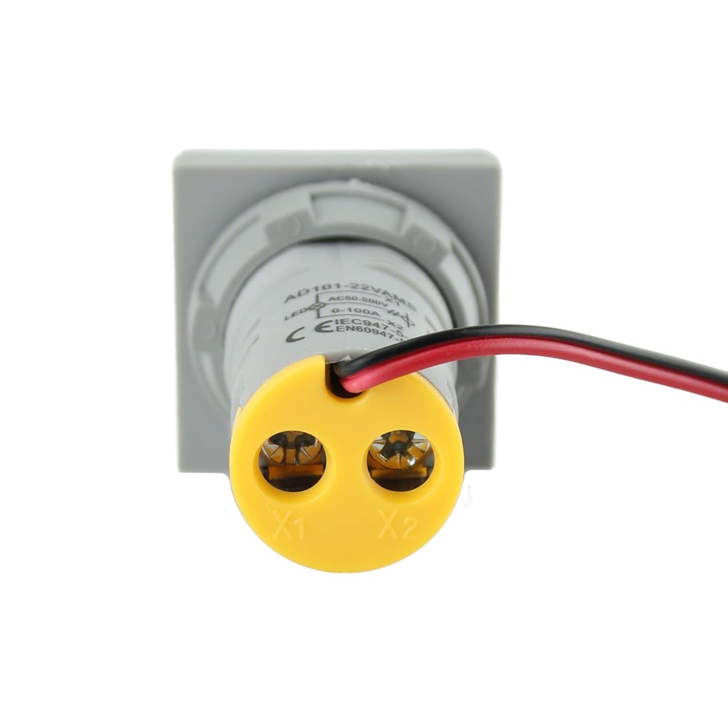 LED Voltage Display Panel Mount Volt Amp Meter, AD101-22VAMS 22mm Square Voltmeter and Ammeter, AC50-500V Voltage and 0-100A Current Meter, Yellow (1 Pack)